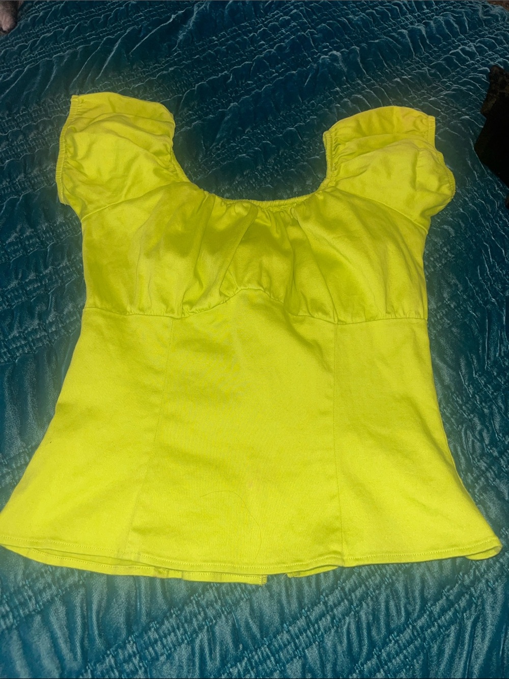Pinup Couture Bright lime green Peasant Blouse